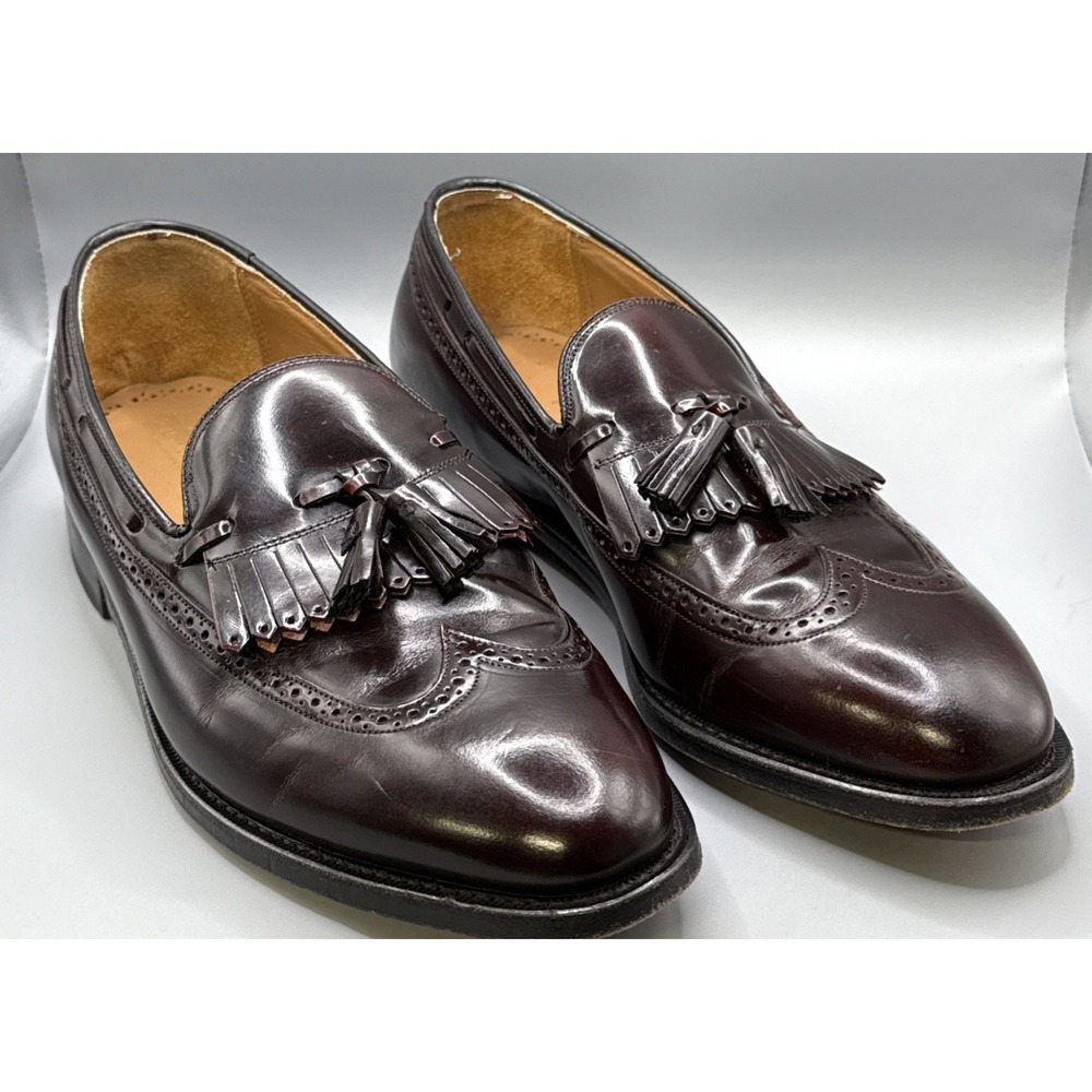 JOHNSTON & MURPHY  Loafers Men's 10 D, Burgundy Wingtip‎ Shoes Tassels